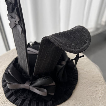 Dark Gray Gothic Lolita Bunny Ears Mini Hat