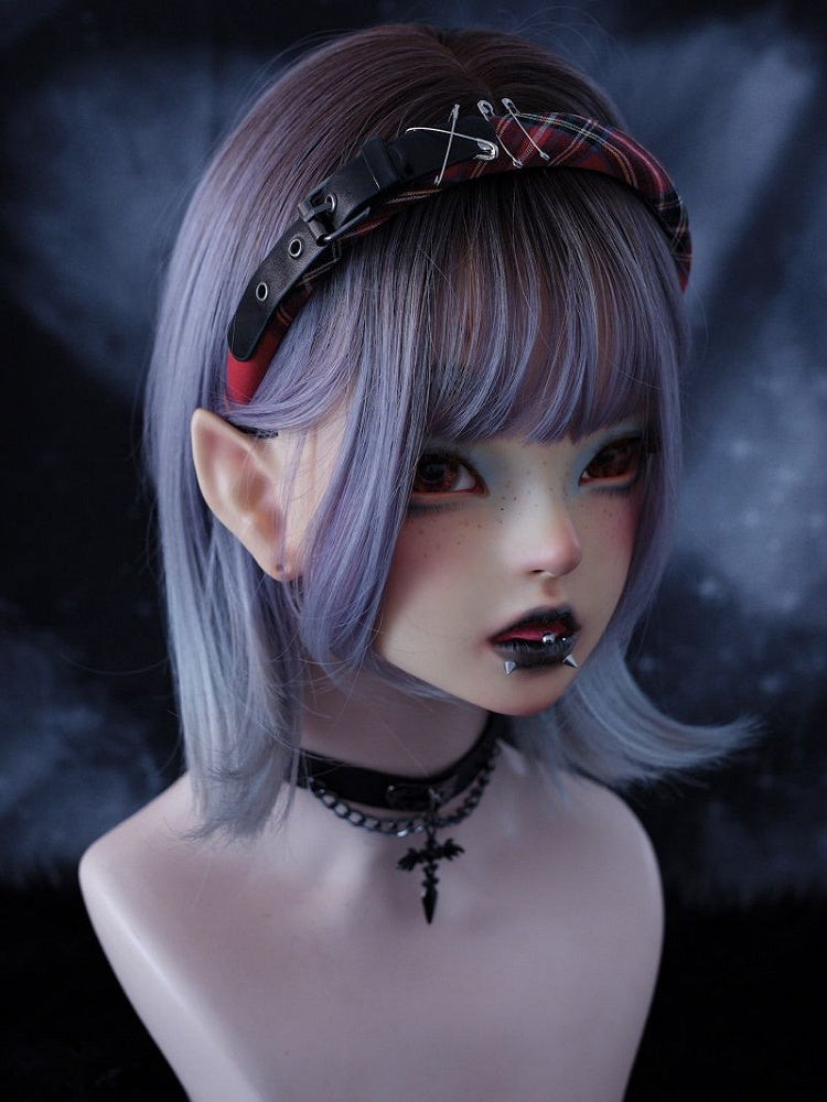 Gothic Buckle Strap Red Plaid KC with Pins