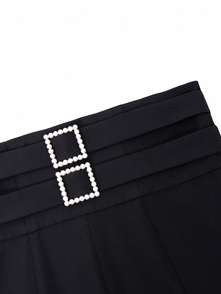 Black High Waist Flowing Pleated Chiffon Panels Wide-leg Pants