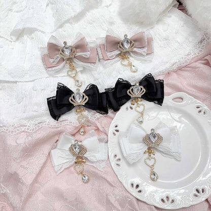 11 Colors Jirai Kei Crown Rhinestone Bow Hair Clip