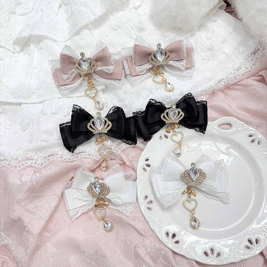 11 Colors Jirai Kei Crown Rhinestone Bow Hair Clip