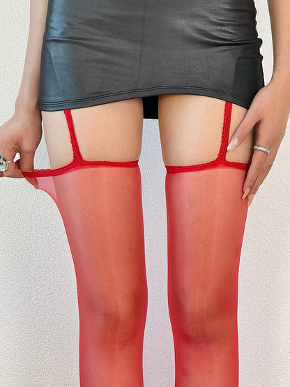 8 Color Options Semi-sheer Suspender Stockings