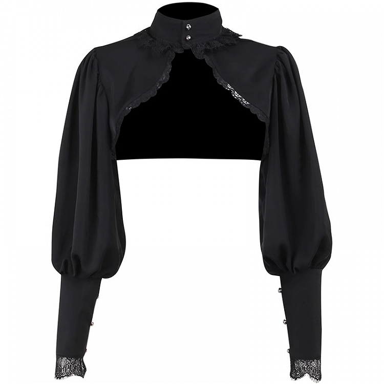 Black Mock Neck Long Sleeves Bolero