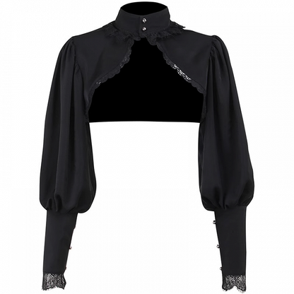 Black Mock Neck Long Sleeves Bolero