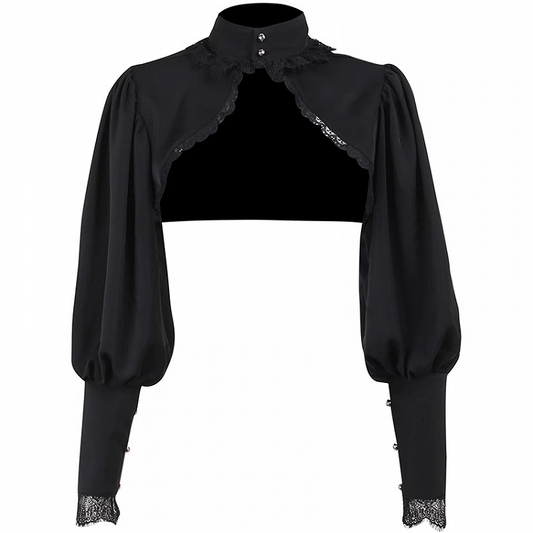 Black Mock Neck Long Sleeves Bolero