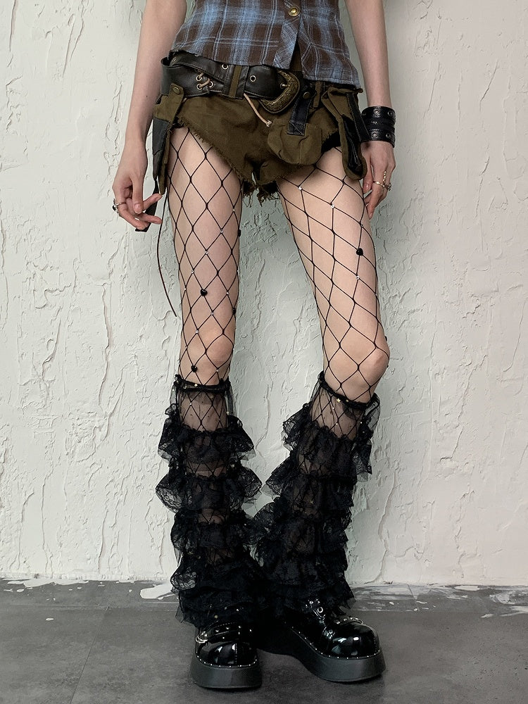 Black Y2K Rhinestone Cut-out Design Tights