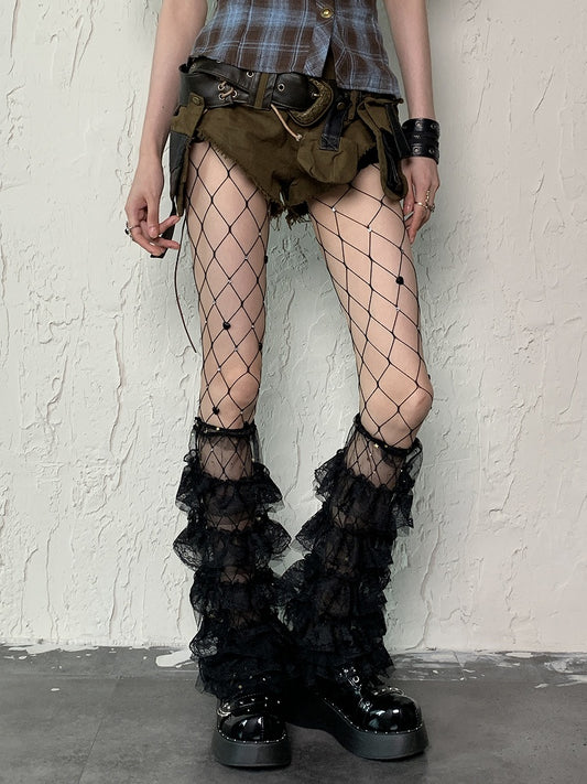 Black Y2K Rhinestone Cut-out Design Tights