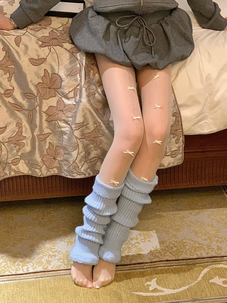 6 Color Options Rhinestone Decorated Bowknot Details Tights