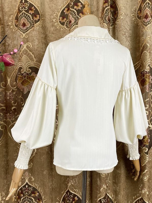Apricot Vintage Shirt Leg-of-Mutton Sleeves Top