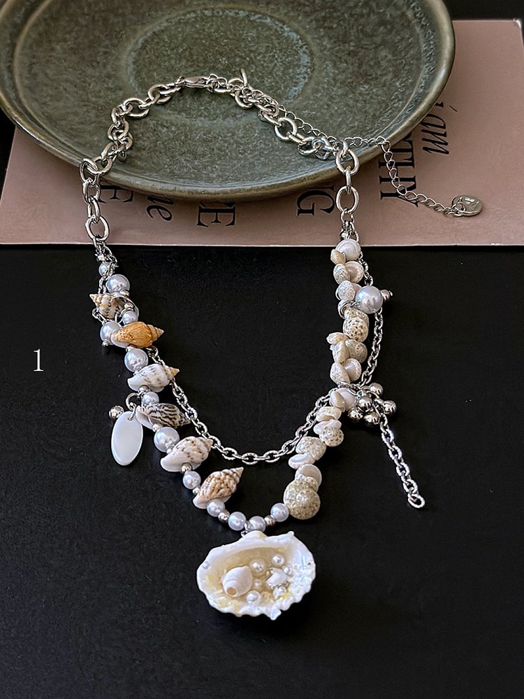 Clearance-Y2K Sea Shell Pendant Beads Choker