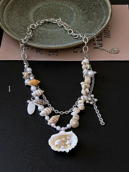 Clearance-Y2K Sea Shell Pendant Beads Choker