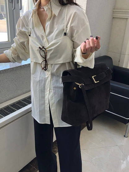 Vintage Dark Brown Crossbody With Buckle Closure In Elegance