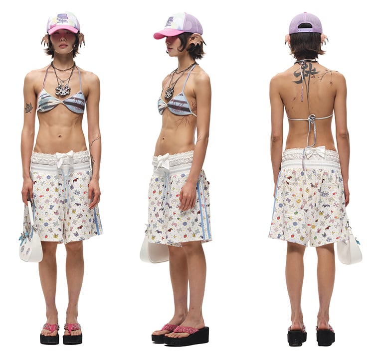 Allover Rhinestone Embellished Skeleton Bunny Charm Layered Necklace