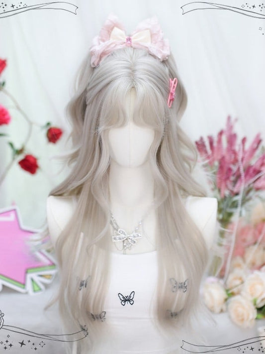 Clearance-Light Grey Long Wavy Synthetic Wig
