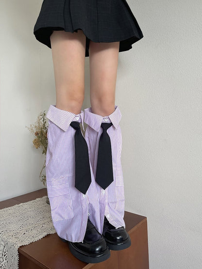 4 Color Options Navy Striped Pattern Shirt-shaped Design Leg Sleeves