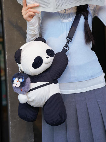 Kawaii Panda Black & White Plus Size Backpack/Crossbody Bag