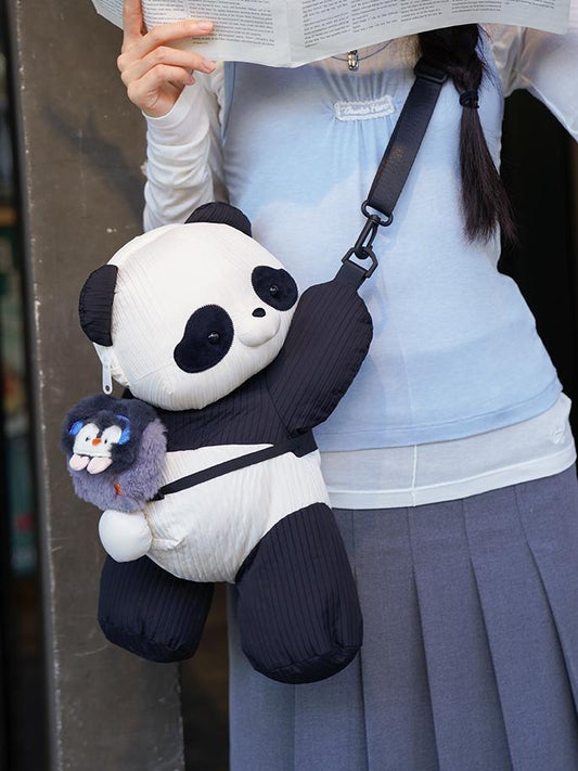 Kawaii Panda Black & White Plus Size Backpack/Crossbody Bag