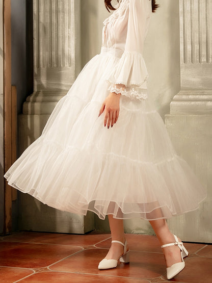 White 85cm Daily A-line Long Layered Petticoat