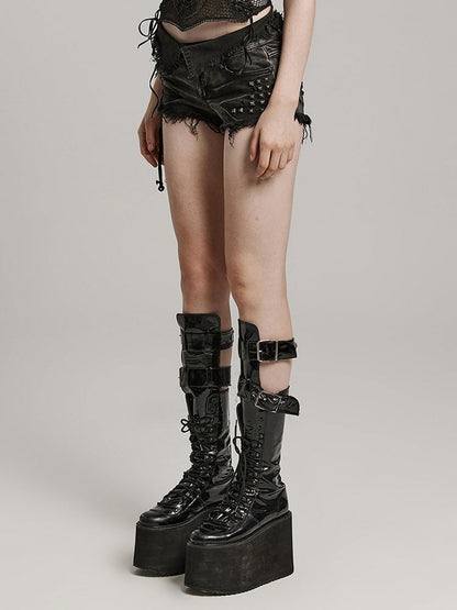 Black Punk Denim Shorts