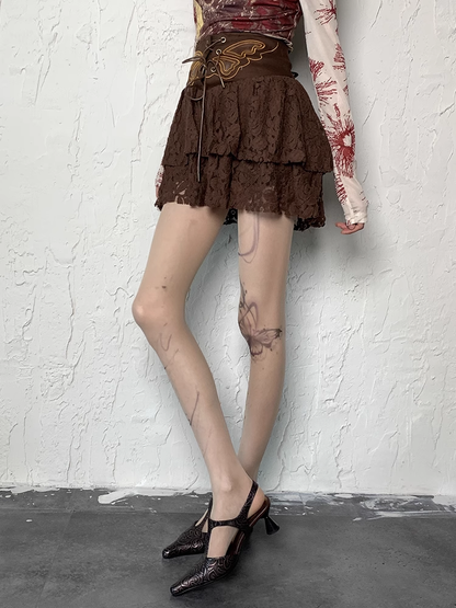 Y2K Nude Wasteland Punk Bowknot Print Tattoo Tights