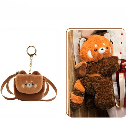 Cute Red Panda Brown 40cm Plush Backpack/Crossbody Bag + Keychain