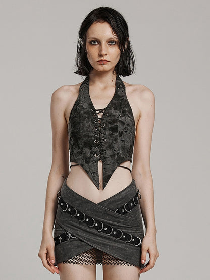 Dark Gray Punk Halter Vest