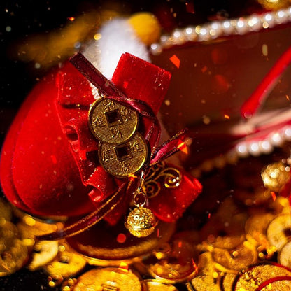 Red Beaded Decorated Knotted Bow Accent Cheongsam Style 5CM/8CM High Heels