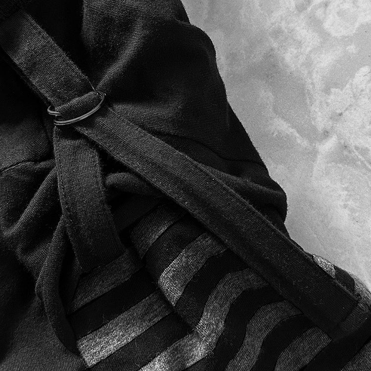 Skull and Stars Print Black Long Sleeves Top Fake Two-pieces