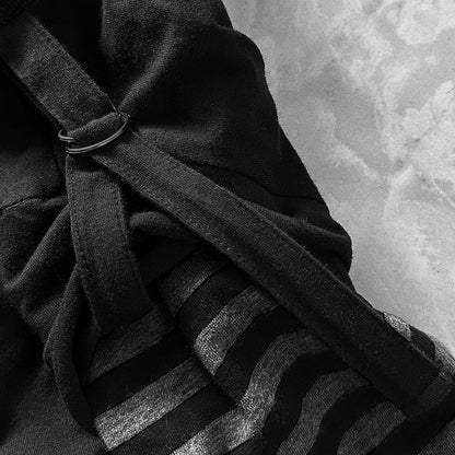 Skull and Stars Print Black Long Sleeves Top Fake Two-pieces