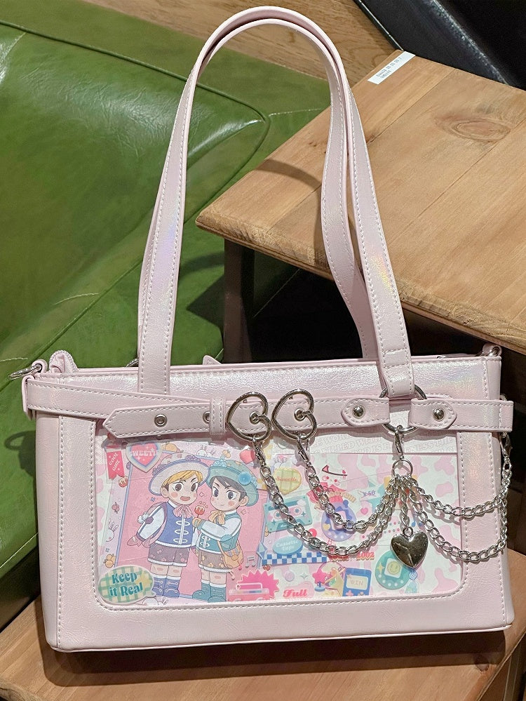 Detachable Chains Pink Ita Shoulder Bag