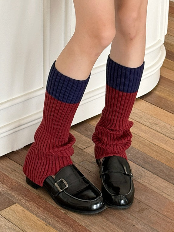 White/Khaki/Dark Blue/Dark Grey/Dark Red/Coffee Knitted Leg Warmers