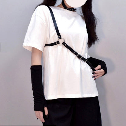 Punk PU Black Crossbody Strap