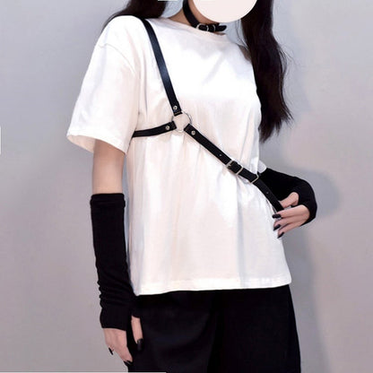 Punk PU Black Crossbody Strap