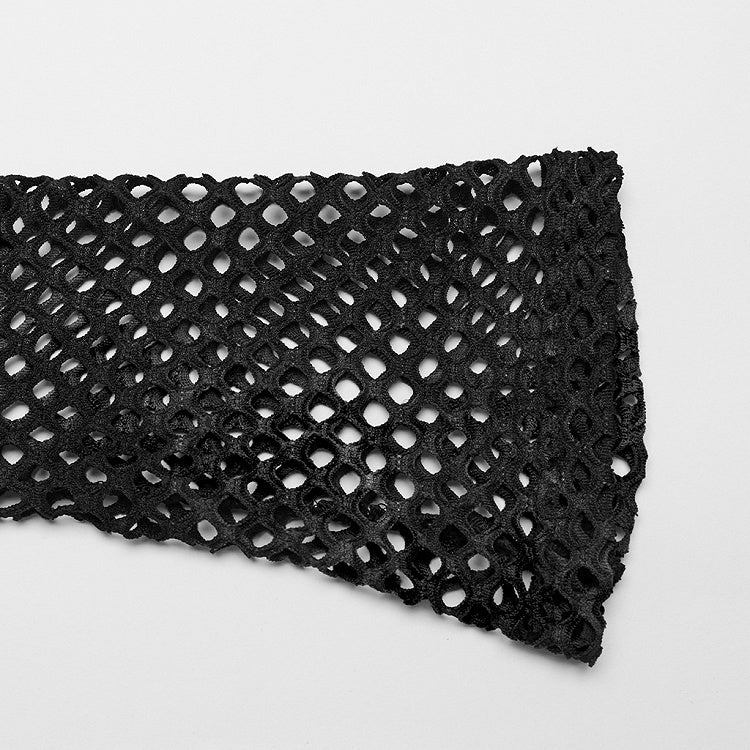 Black Punk Tie-dyed Mesh Long Sleeve T-shirt