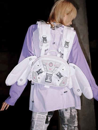 White Angel Mech Bag with Detachable Wings & Convertible Strap