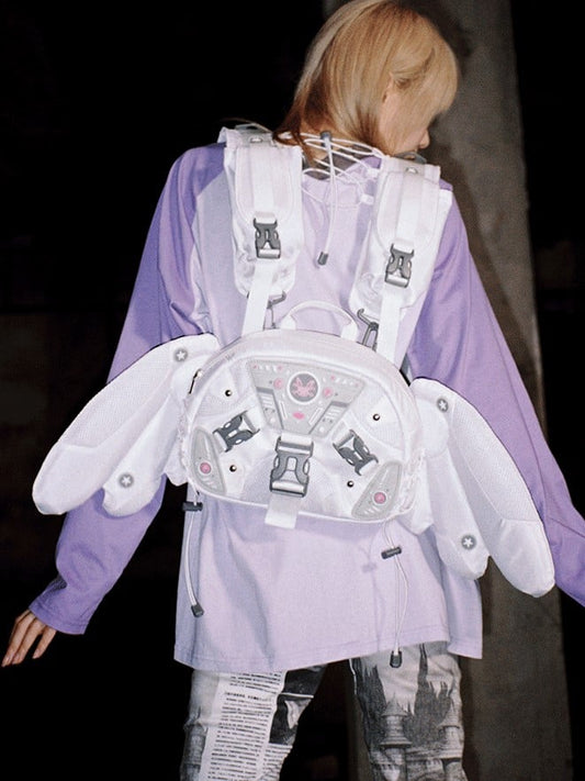 White Angel Mech Bag with Detachable Wings & Convertible Strap