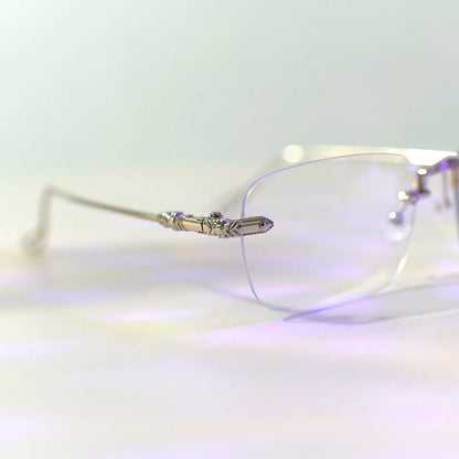 Silver Cyberpunk Rimless Glasses