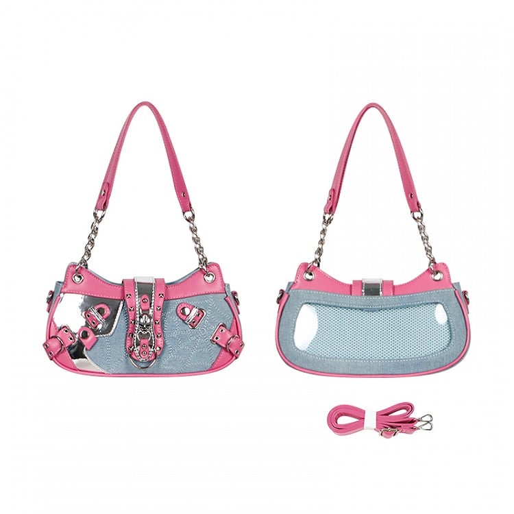 Blue and Pink Skeleton Kitty Ita Bag