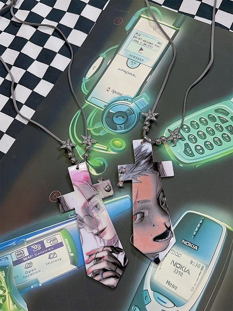 Colorful Y2K Cartoon Print Neck Tie Necklace