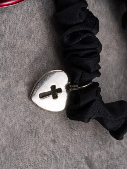 Black Gothic Heart Charms Scrunchie