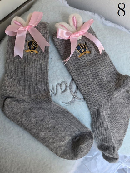 9 Options Colorful Lolita Ruffled Cuffs Cartoon Calf Socks