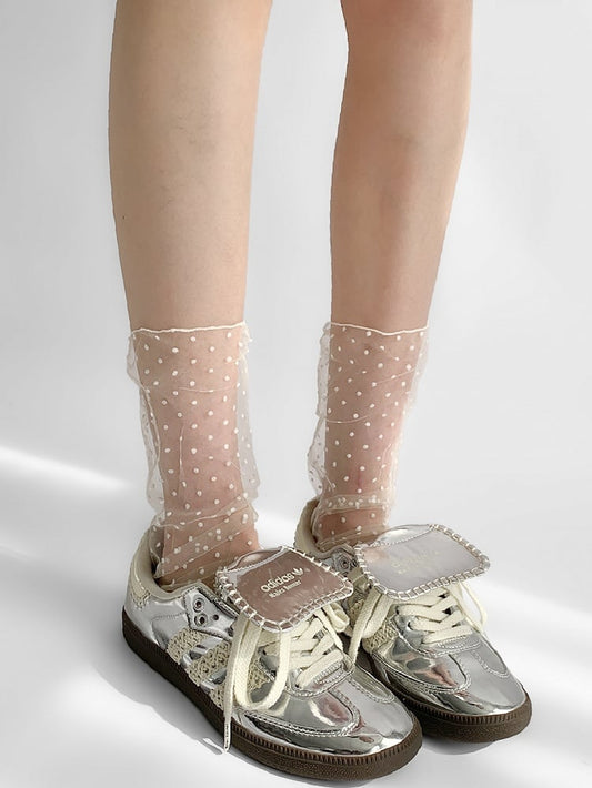 White Polka-dot Pattern Socks
