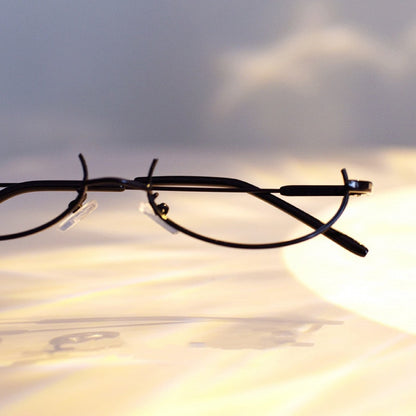 Cyberpunk Black Semi-rimless Glasses Y2K Lensless Eyeglasses Frame