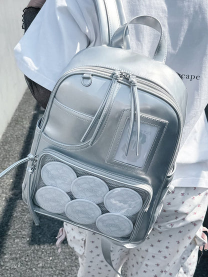 Silver Polished PU Ita Backpack