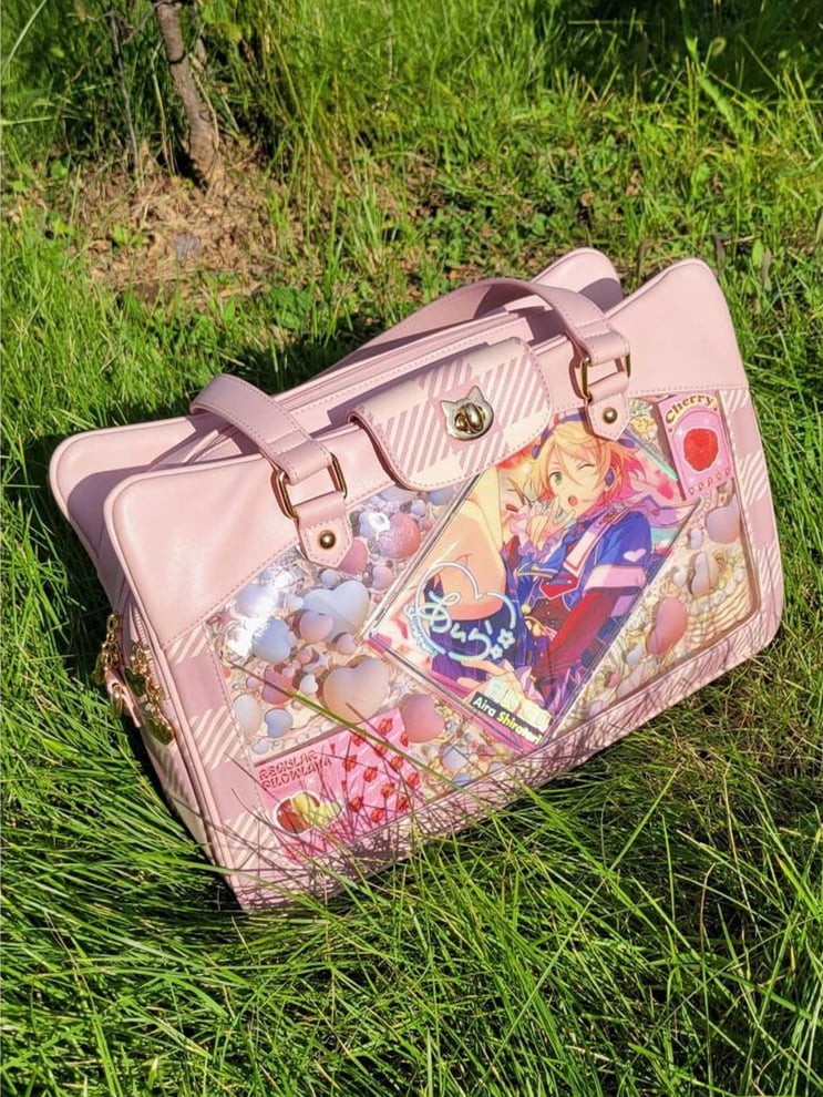 Plaid Pattern Large Capacity Pink Ita Tote Bag
