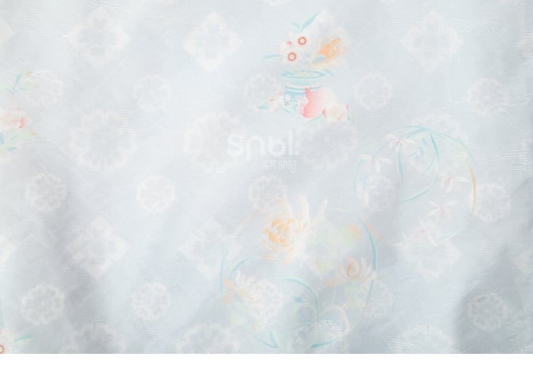 Floral Print Gradient Blue Chiffon Wide Leg Pants