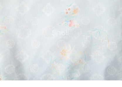 Floral Print Gradient Blue Chiffon Wide Leg Pants