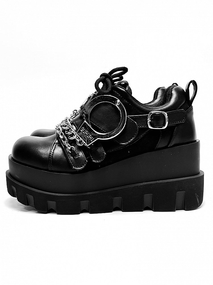 Y2K Handcuffs Design Detachable Chains Black Punk Platforms