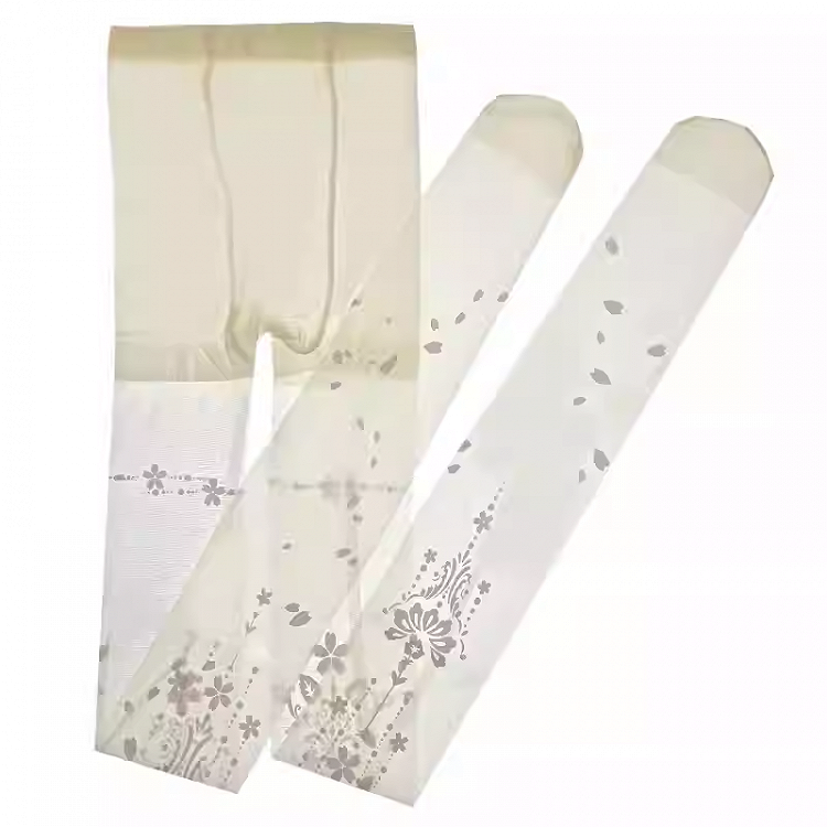 White/Black Sakura Print Lolita Tights