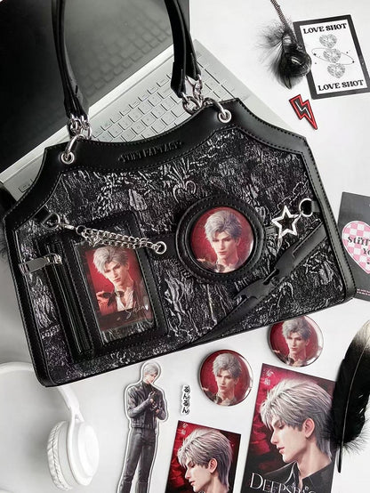 Black & Silver Snake Scale PU Ita Shoulder Bag